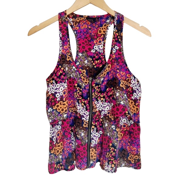 Material Girl Size M Pink, Orange, White, Purple Zip Down Tank Top - Picture 1 of 4